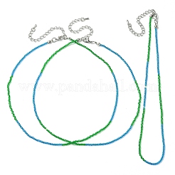 Collier de perles de verre rondelle à facettes pour femme&nbsp;NJEW-M208-02B