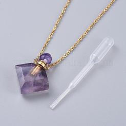 Natürliche Fluorit Parfüm Flasche Anhänger Halsketten&nbsp;NJEW-F266-03