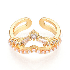Anelli per polsini da donna in ottone con micro pavé di zirconi trasparenti&nbsp;KK-T074-15G