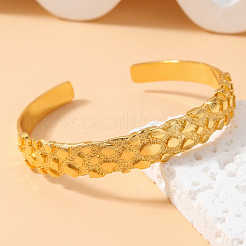 Bracelets manchettes ouvertes en laiton texturé pour femmes&nbsp;WGE2CBB-01