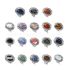 Anillos de dedo ovalados con piedras preciosas naturales y sintéticas&nbsp;RJEW-M063-01P