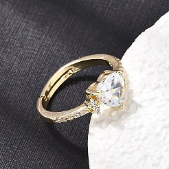 Anneaux ouverts de manchette en laiton à micro-pavé de zircone cubique&nbsp;CU-CBA5C10-09G
