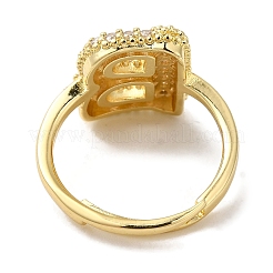 Verstellbare Ringe aus Messing mit Buchstaben und Mikropflaster aus klarem Zirkonia für Damen&nbsp;KK-S391-03G-B