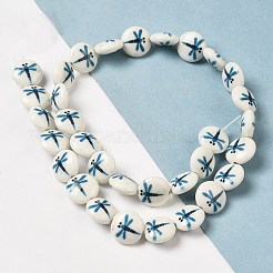 Hilos de cuentas de jade blanco sintético impreso.&nbsp;G-P507-15A