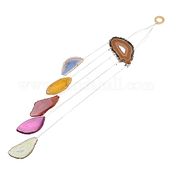 Pendentifs carillon éolien en bois et agate teintée naturelle&nbsp;HJEW-H054-03