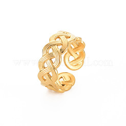 Placcatura ionica (ip) 304 acciaio inossidabile onda avvolgente anello polsino aperto per le donne&nbsp;RJEW-S405-217G