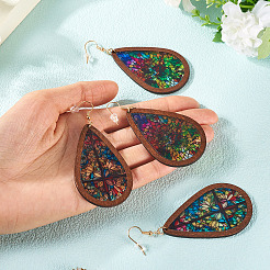 2 Paar 2-farbige Acryl-Ohrhänger für Damen&nbsp;EJEW-TA0001-53B