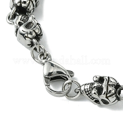 Halloween 304 Edelstahl Totenkopf Gliederkette Armbänder für Frauen Männer&nbsp;BJEW-C063-03AS