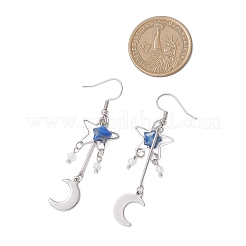 Mond natürliche Lapislazuli Ohrhänger&nbsp;EJEW-JE06776-03