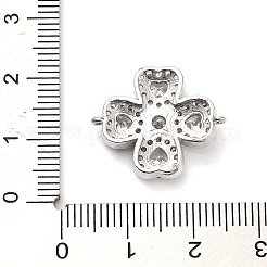 Breloques connecteurs en forme de fleur en laiton et zircone cubique transparente&nbsp;KK-L229-065P