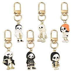 Colgante de aleación de esmalte con esqueleto de Halloween para decoración&nbsp;HJEW-YW00033-01
