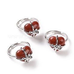 Edelsteinherz mit Bowknot-verstellbarem Ring&nbsp;RJEW-P031-02P