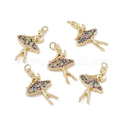 Pendentifs avec zircon cubiques à micro-pavés en laiton&nbsp;KK-E068-VB141