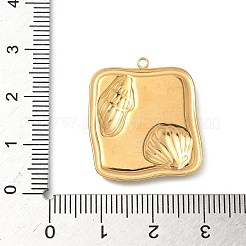 Pendentifs en résine époxy en acier inoxydable 304 avec coquillage naturel et paillettes à l'intérieur&nbsp;STAS-L026-17G-D04