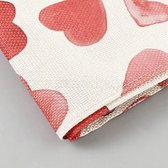 Tischläufer aus Leinen mit Herzmuster zum Valentinstag&nbsp;AJEW-WH20816-014A