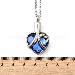 Urnen-Asche-Halsketten aus 304 Edelstahl und blauem Glas in Herzform&nbsp;NJEW-K393-04P