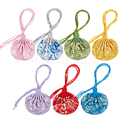 7 Stück 7 Farben 3D-Blumenstickerei Satin-Kordelzugbeutel&nbsp;ABAG-PH0001-88