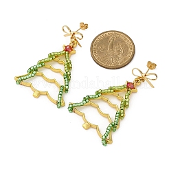 Weihnachtsbaum-Ohrstecker aus Messing&nbsp;EJEW-MZ00496-03