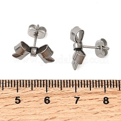 Orecchini a bottone con fiocco in acciaio inossidabile 304&nbsp;EJEW-Z136-01P