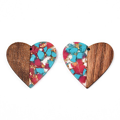 Pendentifs en résine transparente et bois de noyer&nbsp;RESI-TAC0017-73-A04