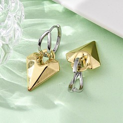 Orecchini a cerchio in ottone a forma di cuore bicolore&nbsp;EJEW-D322-12GP-02B