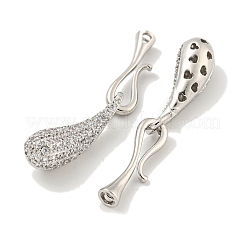 Corchetes de gancho en S de circonita cúbica transparente con micro pavé de latón&nbsp;KK-L211-008P