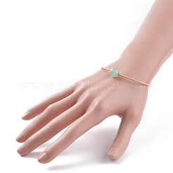 Bracciale rigido con perline rotonde in pietra naturale&nbsp;BJEW-JB07840