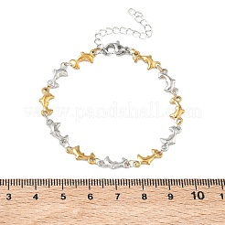 Bracciali da donna in acciaio inossidabile 304 con maglie a delfino&nbsp;BJEW-G790-02GP