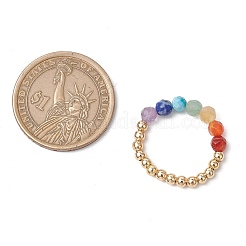 Natürlicher Amethyst & natürlicher Lapislazuli & natürlicher Apatit & natürlicher grüner Aventurin & natürlicher Citrin & Chakra-Ringe aus Messingperlen&nbsp;RJEW-TA00185-01