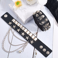 2 bracciale in similpelle stile punk&nbsp;BJEW-CL0001-04B