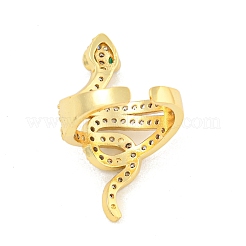 Gestellplattierung Schlange Messing Mikro Pflaster Zirkonia Wrap Manschette Fingerringe für Frauen&nbsp;RJEW-C103-02G