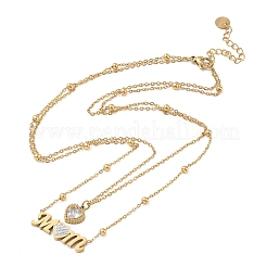 Muttertags-Halskette mit doppellagigem Anhänger aus Edelstahl 304&nbsp;NJEW-L015-02G