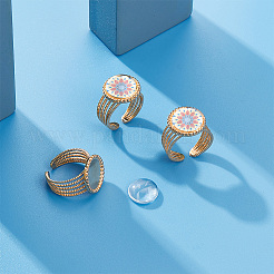 DIY Blanko-Kuppel 304 Edelstahl offene Manschette Ring Herstellungsset&nbsp;DIY-UN0005-81