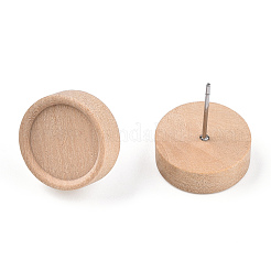 Boucles d'oreilles à tige en bois d'érable naturel avec tige en acier inoxydable 316&nbsp;WOOD-N016-02
