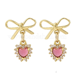 Latón micro pavé de circonio cúbico transparente cuelga aretes&nbsp;EJEW-F362-06G