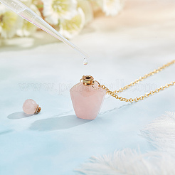 Kit fai da te per realizzare collane con ciondoli in bottiglia di profumo di quarzo rosa naturale&nbsp;DIY-SC0014-86D