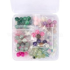 150 Stück 15 Stil gefärbte runde Perlen aus natürlicher weißer Jade&nbsp;G-SZ0001-08