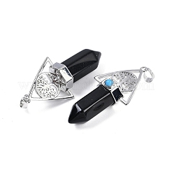 Natürlicher Obsidian facettiert spitze Kugel große Anhänger&nbsp;G-H076-02P-010