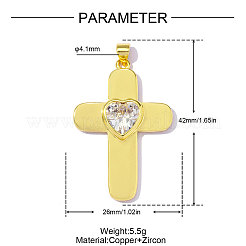 Pendentifs avec zircon cubiques à micro-pavés en laiton&nbsp;CU-OY001-88G-01
