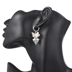 Orecchini a cerchio in acciaio inossidabile 304 con fiore e farfalla&nbsp;EJEW-JE06749-01