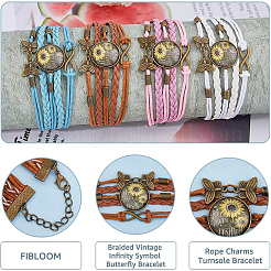 4 Stück 4 Farben PU-Lederschnur mehrsträngige Armbänder Set&nbsp;BJEW-FI0001-06