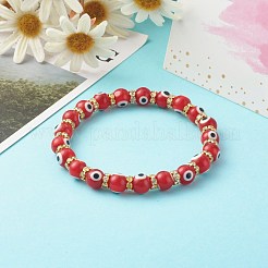 Bracelets extensibles perlés faits à la main au chalumeau mauvais œil&nbsp;BJEW-JB06463