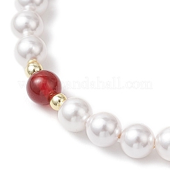 Bracelets en perles rondes de coquillage et de cornaline œil de tigre naturelle pour femmes&nbsp;BJEW-JB11937-02