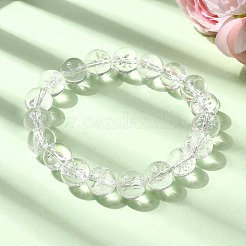 Stretch-Armbänder aus natürlichem Quarzkristall mit runden Perlen für Frauen&nbsp;BJEW-L712-B03-10mm