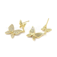 Pendientes de tuerca de circonita cúbica transparente con micro pavé de latón chapado en rack para mujer&nbsp;EJEW-M260-13G-C