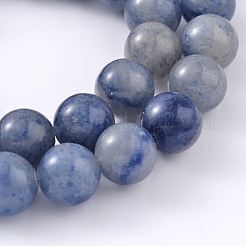Fili di perline rotonde di avventurina blu naturale tinte e riscaldate&nbsp;G-M248-6mm-01
