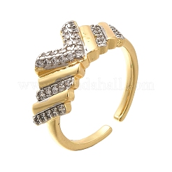 Messing Micro Pave klare Manschettenringe aus Zirkonia&nbsp;RJEW-U035-08GP