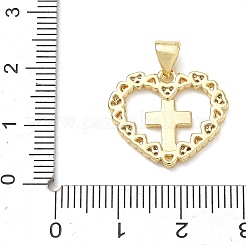 Ciondoli a croce religiosa in ottone con micro pavé di zirconi cubici trasparenti&nbsp;CU-CBA83A6-03F-G02