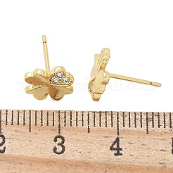 Messing-Ohrstecker mit Kleeblatt-Motiv&nbsp;EJEW-R016-20G
