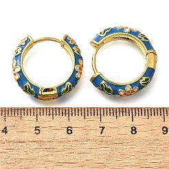 Creolen aus Messing mit Emaille und Blumen&nbsp;EJEW-R018-06G